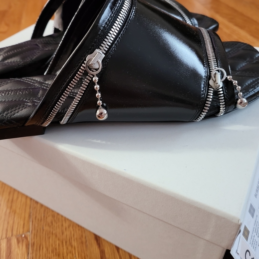 Burberry Black Sandals with Silver Zipper Detail - Picture 7 of 14